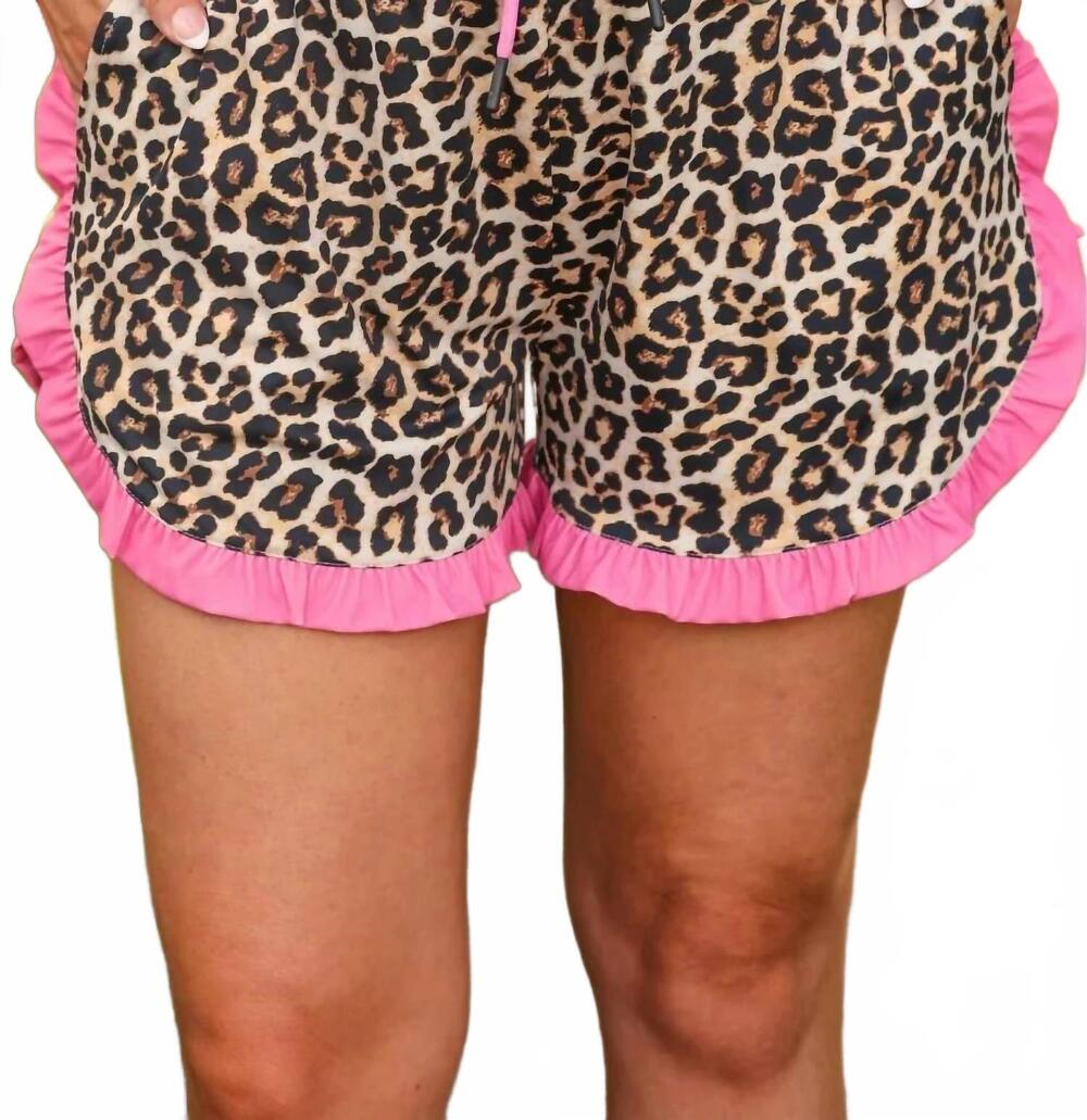NEW JESS LEA safari chic ruffle shorts in pink